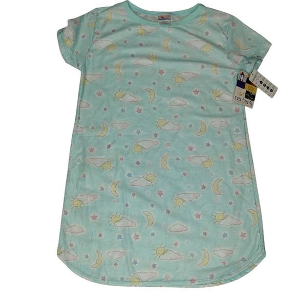 Carter's‎ Girls' Nightgown Sleep Shirt Sun Moon Stars Blue L (8/10) VTG - Picture 1 of 10
